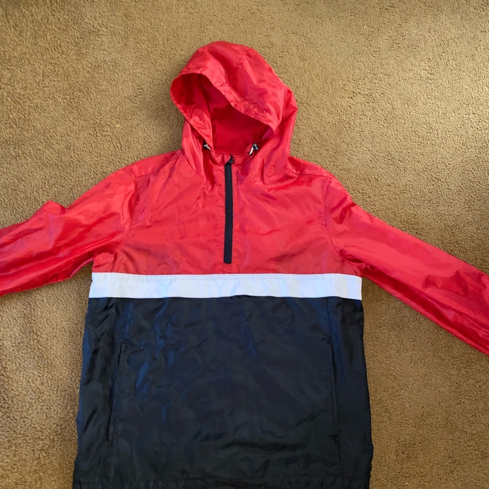 Black/red/white windbreaker Size L